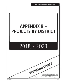 Appendix B – Projects by District