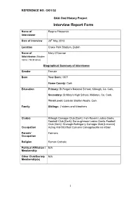 GAA Oral History Project Interview Report Form