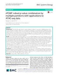 Rpcmp: Robust P-Value Combination by Multiple Partitions with Applications to ATAC-Seq Data Menglan Cai and Limin Li*