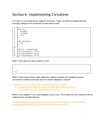 Section 6: Implementing Coroutines