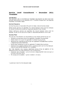 Service Level Commitment – December 2011 Timetable