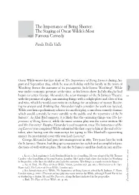 The Importance of Being Shorter: the Staging of Oscar Wilde's Most