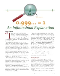 0.999… = 1 an Infinitesimal Explanation Bryan Dawson