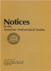 1984 Mathematical Sciences Professional Directory
