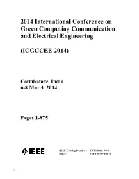 2014 International Conference on Green Computing Communication and Electrical Engineering