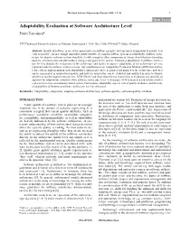 Adaptability Evaluation at Software Architecture Level Pentti Tarvainen*