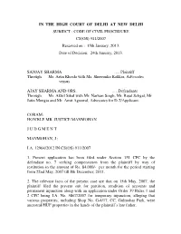 CODE of CIVIL PROCEDURE CS(OS) 911/2007 Reserved on : 15Th January, 2013