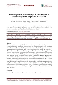 Emerging Issues and Challenges in Conservation of Biodiversity in the Rangelands of Tanzania