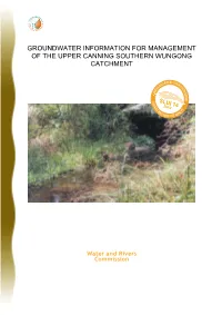 Groundwater Information for Management in the Upper Canning