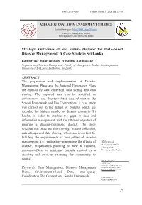 Strategic Outcomes of and Future Outlook for Data-Based Disaster Management: a Case Study in Sri Lanka