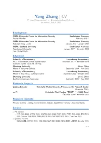 Yang Zhang – CV