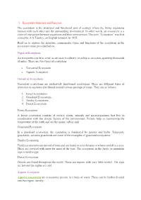 1. Ecosystem Structure and Function the Ecosystem Is the Structural And