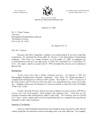 Controls Over Automated Fare Cards (Report 97- S-13)