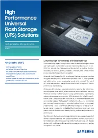 High Performance Universal Flash Storage (UFS) Solutions