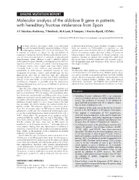 Molecular Analysis of the Aldolase B Gene in Patients with Hereditary