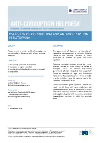 Overview of Corruption and Anti-Corruption in Botswana