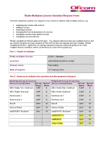 Radio Multiplex Licence Variation Request Form
