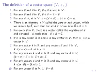 The Definition of a Vector Space (V,+,·)