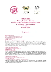 Verdi Off 2020 Programma