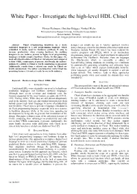 White Paper - Investigate the High-Level HDL Chisel
