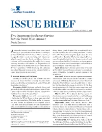 5 Questions the Secret Service Review Panel Must Answer