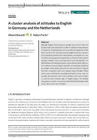 A Cluster Analysis of Attitudes to English in Germany and the Netherlands