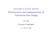 Discretization and Digital Control
