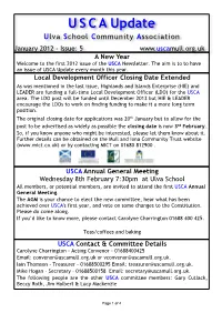 January 2012 - Issue: 5 a New Year Welcome to the First 2012 Issue of the USCA Newsletter
