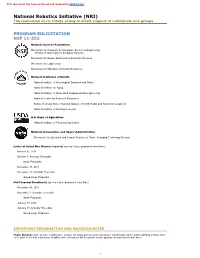 National Robotics Initiative (NRI)(Nsf11553)