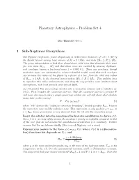 Planetary Astrophysics – Problem Set 4
