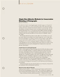 Simple Non-Adhesive Methods for Conservation Mounting of Photographs by Jennifer Mcglinchey