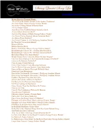 String Quartet Song List 1-708-JAZ-ORCH Contact@Mattmccallieorchestra.Com