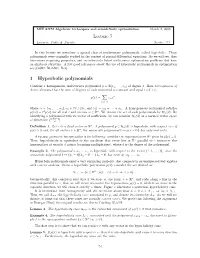 1 Lecture 7 Hyperbolic Polynomials