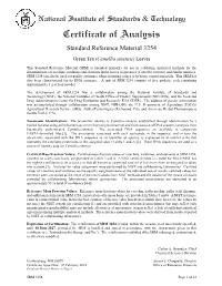 Certificate of Analysis