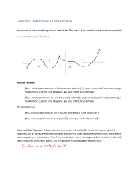 Chapter 12 Applications of the Derivative