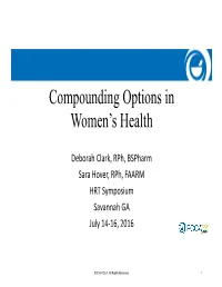 Compounding Options in Women's Health