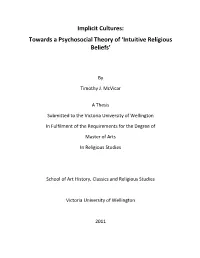 Implicit Cultures: Towards a Psychosocial Theory of 'Intuitive