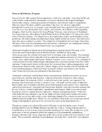 Notes on the February Program Funeral Rites for 18Th-Century