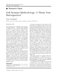 Soft Systems Methodology: a Thirty Year Retrospectivea