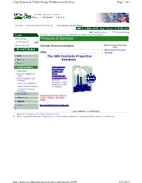 The ARS Pesticide Properties Database