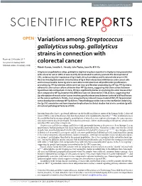 Variations Among Streptococcus Gallolyticus Subsp