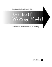 Experimental Study on the Impact of the 6+1 Trait Writing Model On