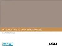 Introduction to Cuda Programming
