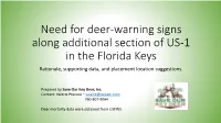 Need for Deer-Warning Signs Along Additional Section of US-1 in the Florida Keys Rationale, Supporting Data, and Placement Location Suggestions