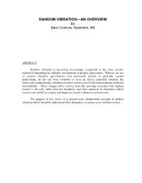 RANDOM VIBRATION—AN OVERVIEW by Barry Controls, Hopkinton, MA