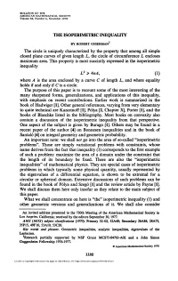 THE ISOPERIMETRIC INEQUALITY the Circle Is Uniquely Characterized