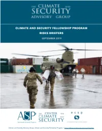 2019 Climate and Security Fellowship Program's “Risks Briefers,”
