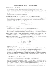 Algebraic Number Theory — Problem Sheet #3