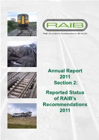 Annual Report 2011 Section 2: Reported Status of RAIB's