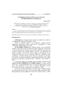 CONSIDERATIONS on PENALTY CLAUSE in ENVIRONMENTAL CONTRACTS in Roman Law, Stipulatio Poenae, Aimed at Ensuring the Execution Of